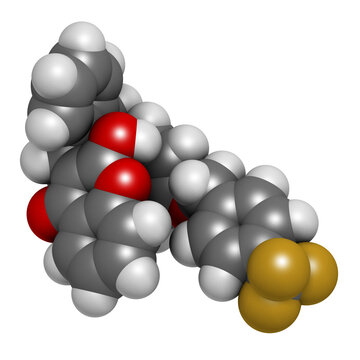 Flocoumafen Rodenticide Molecule (vitamin K Antagonist), 3D Rendering.