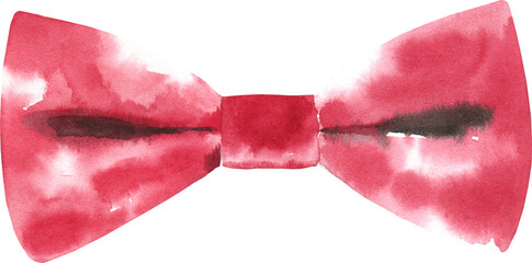 Watercolor Christmas red bow tie illustration, holiday winter clothes, accessories, warm christmas decor, new year, hipster clothes, fashion, create funny character overlay,drop,clipart, diy