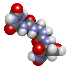 Imidazolidinyl urea antimicrobial preservative molecule (formaldehyde releaser), 3D rendering.