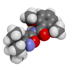 Isoxaben herbicide molecule, 3D rendering.
