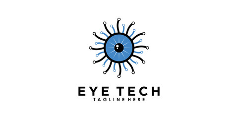 eye tech logo design with creative concept premium vector