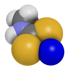 Metam sodium pesticide molecule, 3D rendering.
