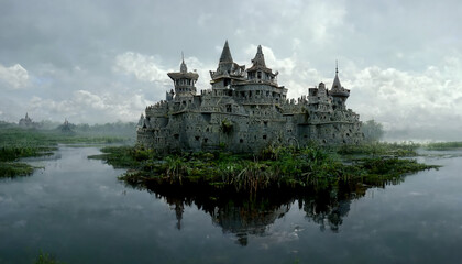 Obraz premium castle in the swamp