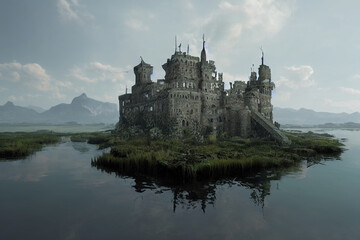 Obraz premium castle on the swamp