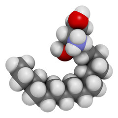 Sphingosine lipid molecule, 3D rendering.