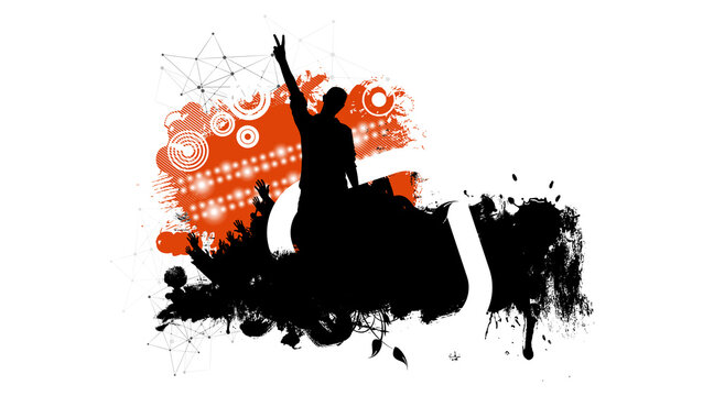 Silhouettes of dancing people in a club