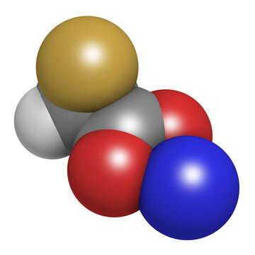 Sodium Fluoroacetate Pesticide (1080), Chemical Structure, 3D Rendering.