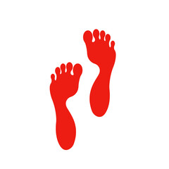 The footprint is red. Vector illustration
