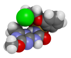 Triasulfuron herbicide molecule, 3D rendering.