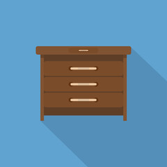 Wooden bedside table. Vector illustration