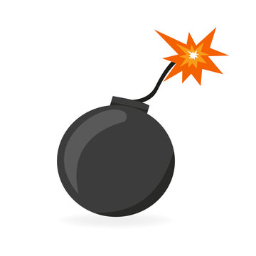 A bomb with a burning wick on a white background. Vector illustration