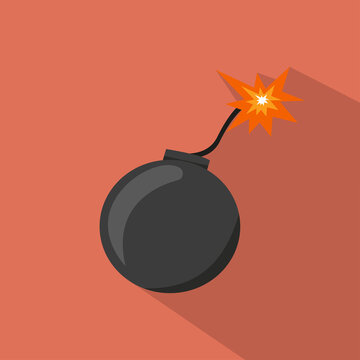 A bomb with a burning wick. Vector illustration