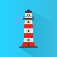 Lighthouse on a blue background. Vector illustration