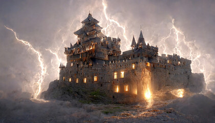 castle hit by lightning