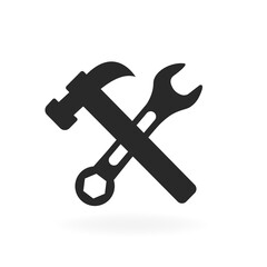 Wrench and hammer icon. Vector illustration