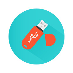 Flash icon on a blue background. Vector illustration