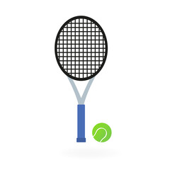 Tennis racket with a ball. Vector illustration