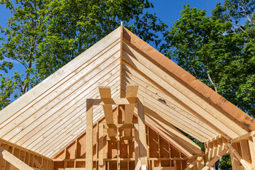 Residential Wood House Frame roof Under Construction 