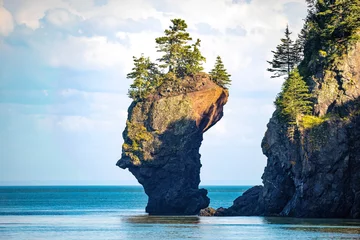 Behangcirkel Scenic Quaco Head rock Fundy bay Biosphere Reserve in Canada © PhotoSpirit