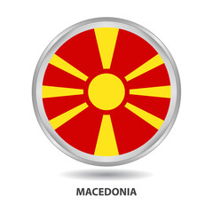 Macedonia round flag design is used as badge, button, icon, wall painting