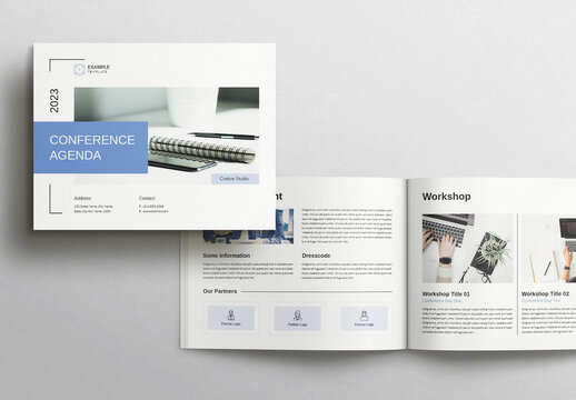 Conference Agenda Magazine Layout - Landscape