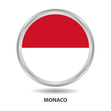 Monaco round flag design is used as badge, button, icon, wall painting