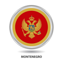 Montenegro round flag design is used as badge, button, icon, wall painting