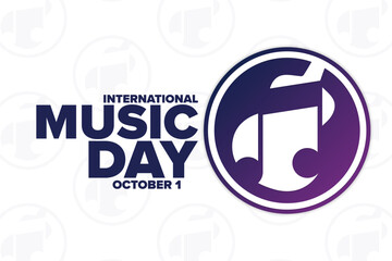 International Music Day. October 1. Holiday concept. Template for background, banner, card, poster with text inscription. Vector EPS10 illustration.