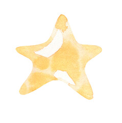 Watercolor yellow star illustration for kids,children,baby shower,nursery decor, poster,flyer, shiny little star isolated, for milestone, it's a boy, it's a girl, gold star,night star, stationery card