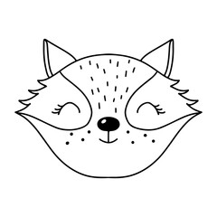 Cute fox face. Funny animal head icon. Hand drawn isolated vector illustration in doodle style on white background.