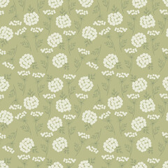 Seamles floral pattern, Queen Anne's lace flower print, wild flowers wallpaper, botanical fabric design, herbal repeat motif,  Delicate wild meadow background