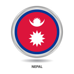 Nepal round flag design is used as badge, button, icon, wall painting