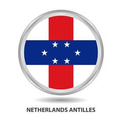 Netherlands Antılles round flag design is used as badge, button, icon, wall painting