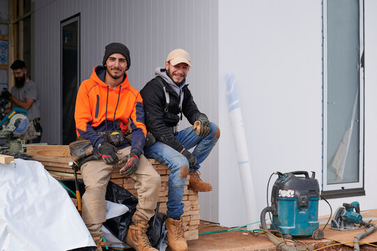Builders on a break