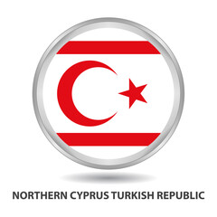 Northern Cyprus Turkish Republic round flag design is used as badge, button, icon, wall painting.cdr