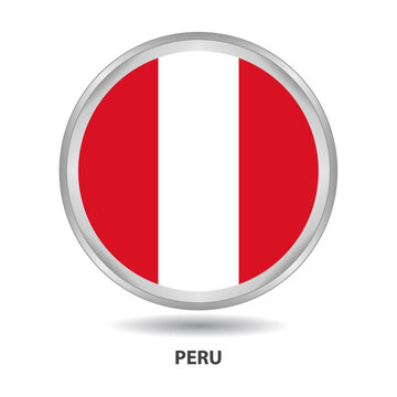 Peru round flag design is used as badge, button, icon, wall painting