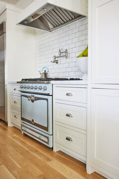 Stove oven in modern design farmhouse kitchen home