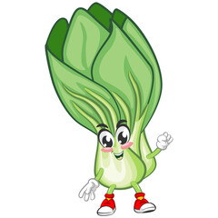 vector illustration of cartoon character of lettuce exercising