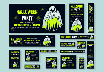 Halloween Web Banner Ads Set - obrazy, fototapety, plakaty