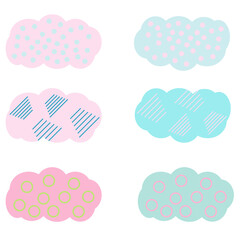 Set of cute clouds in pastel colors	