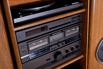 Vintage Stereo Components Gear Tower including turntable, tuner, amplifier and cassette deck - 532562460