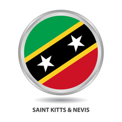Saint Kitts and Nevis round flag design is used as badge, button, icon, wall painting