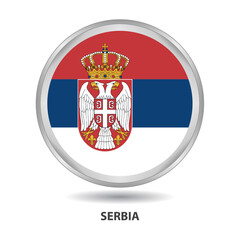 Serbia round flag design is used as badge, button, icon, wall painting