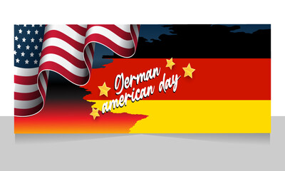 German American Flag Background white copy space area, Suitable to use on German American Day Event.