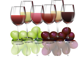 wine glasses and grapes