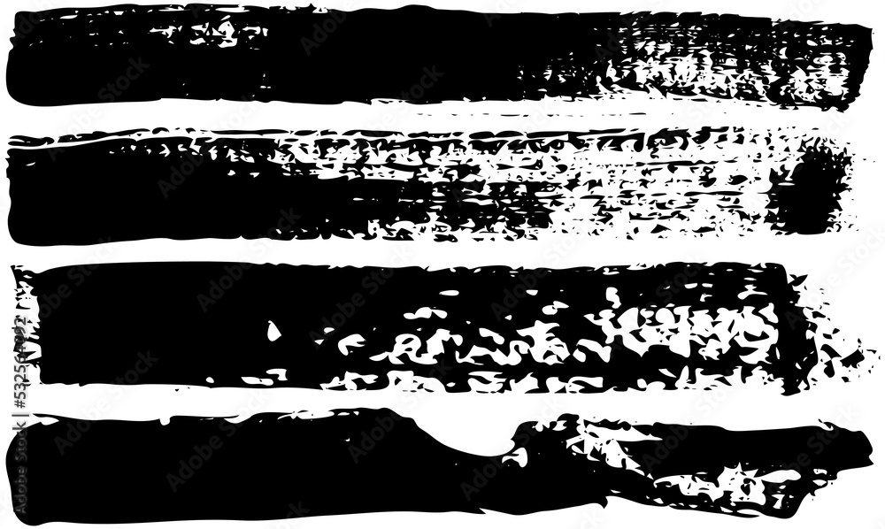 Poster set of different abstract shapes, smears and prints. black design elements isolated on white backgro