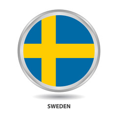 Sweden round flag design is used as badge, button, icon, wall painting