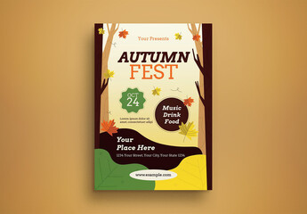 Yellow Flat Design Autumn Festival Flyer