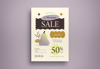 Purple Handdrawn Auntumn Sale Flyer