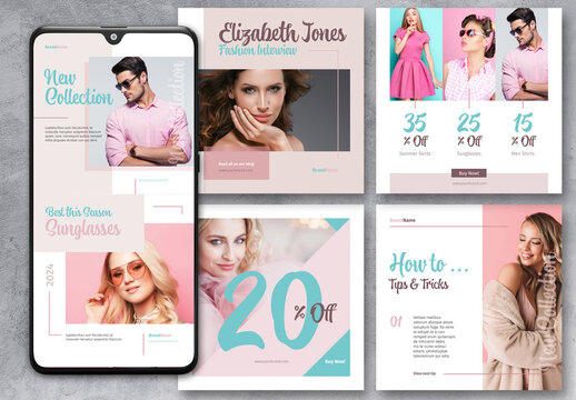 Products Promotion Social Media Post with Pink and Blue Accents